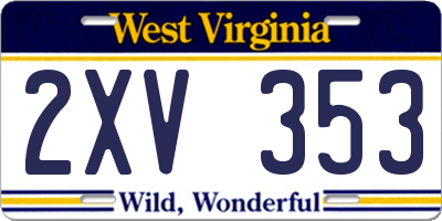 WV license plate 2XV353