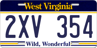 WV license plate 2XV354