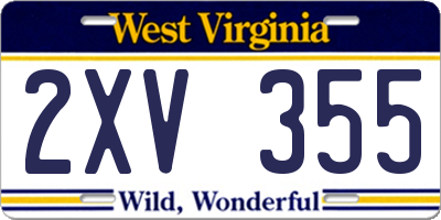 WV license plate 2XV355