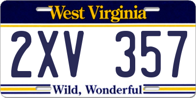 WV license plate 2XV357