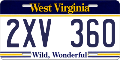 WV license plate 2XV360