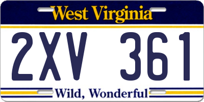 WV license plate 2XV361