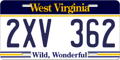 WV license plate 2XV362