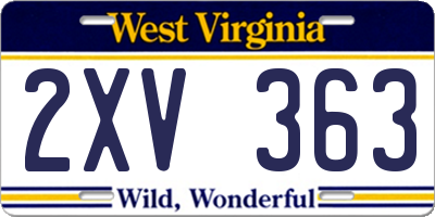 WV license plate 2XV363