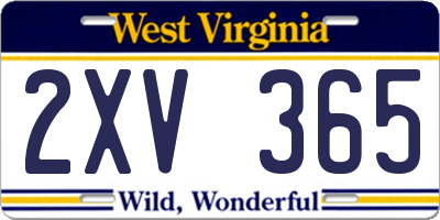 WV license plate 2XV365