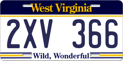 WV license plate 2XV366