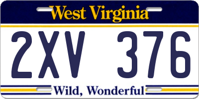 WV license plate 2XV376