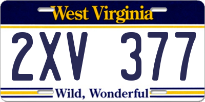 WV license plate 2XV377