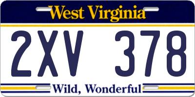 WV license plate 2XV378