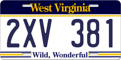 WV license plate 2XV381