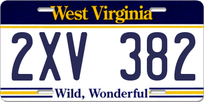 WV license plate 2XV382