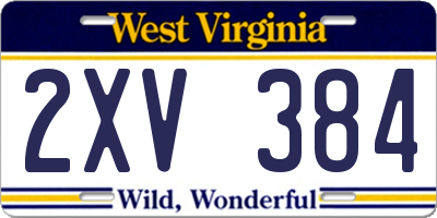 WV license plate 2XV384