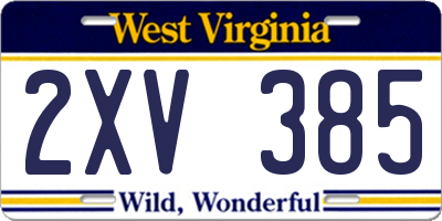 WV license plate 2XV385