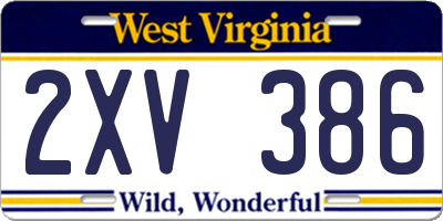 WV license plate 2XV386