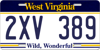 WV license plate 2XV389