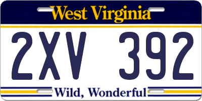 WV license plate 2XV392