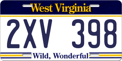WV license plate 2XV398
