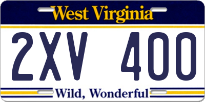 WV license plate 2XV400