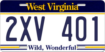 WV license plate 2XV401