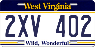WV license plate 2XV402