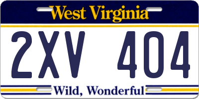 WV license plate 2XV404