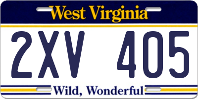 WV license plate 2XV405