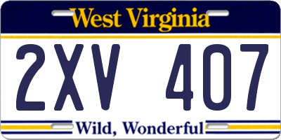 WV license plate 2XV407