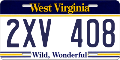 WV license plate 2XV408