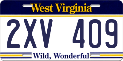 WV license plate 2XV409