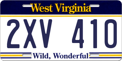 WV license plate 2XV410