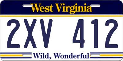 WV license plate 2XV412