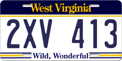 WV license plate 2XV413