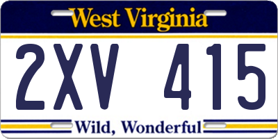 WV license plate 2XV415