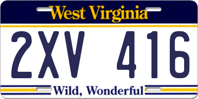 WV license plate 2XV416