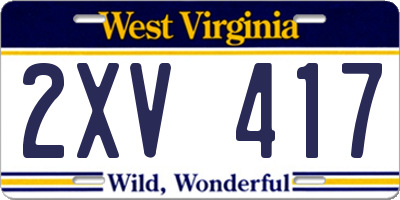 WV license plate 2XV417