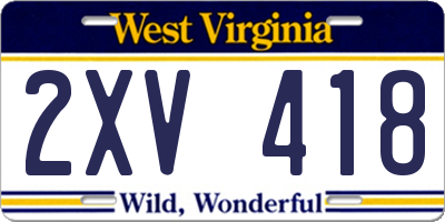 WV license plate 2XV418