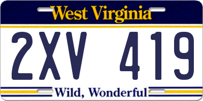 WV license plate 2XV419
