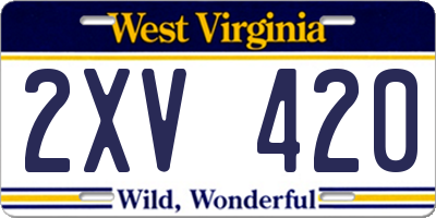 WV license plate 2XV420