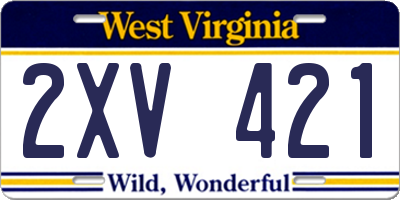 WV license plate 2XV421