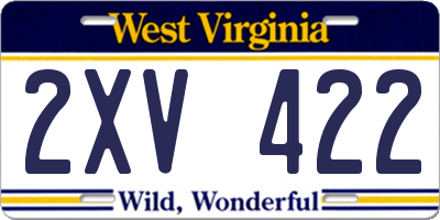 WV license plate 2XV422