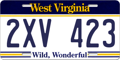 WV license plate 2XV423