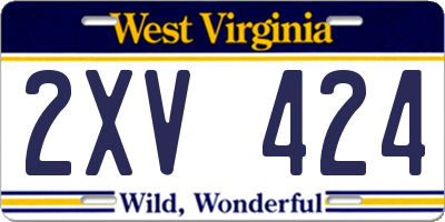 WV license plate 2XV424