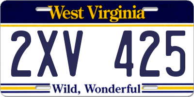 WV license plate 2XV425