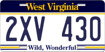 WV license plate 2XV430