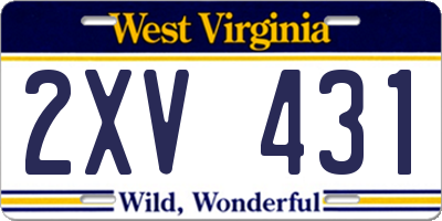 WV license plate 2XV431