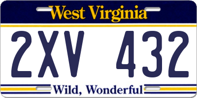 WV license plate 2XV432