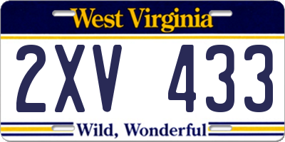 WV license plate 2XV433