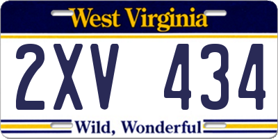 WV license plate 2XV434