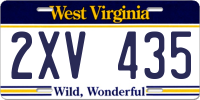 WV license plate 2XV435
