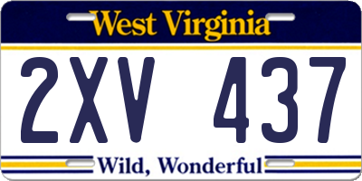 WV license plate 2XV437